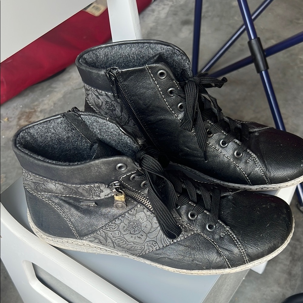 Black and Gray High-Top Sneakers